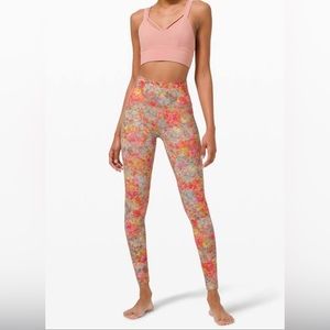 LULULEMON ALIGN HIGH RISE LEGGING FLORAL MULTI PINK / 25”/ SIZE 2